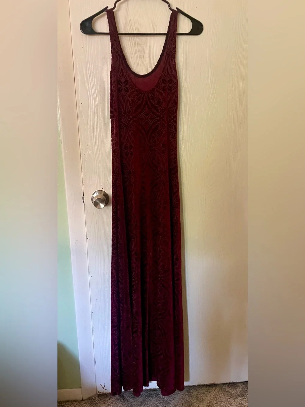 Blackmilk Burned Velvet Maxi Dress in Deep Wine Red - Picture 3 of 5